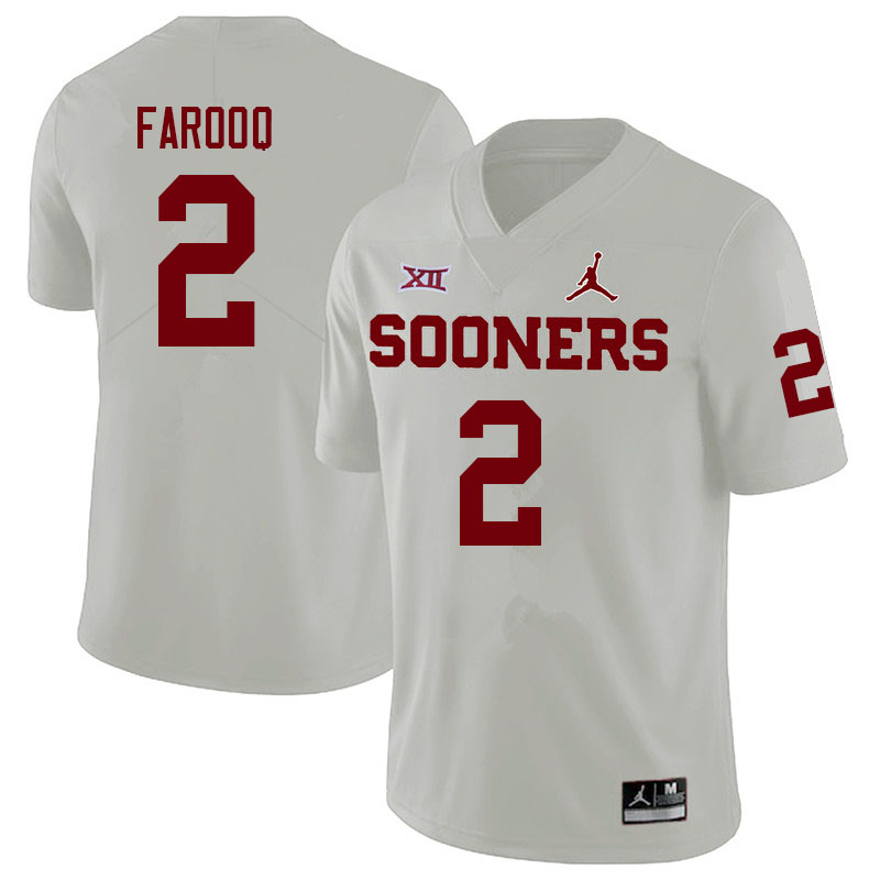 Men #3 Jalil Farooq Oklahoma Sooners College Football Jerseys Sale-White